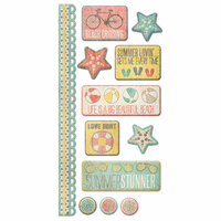 We R Memory Keepers - Down the Boardwalk Collection - Embossed Cardstock Stickers
