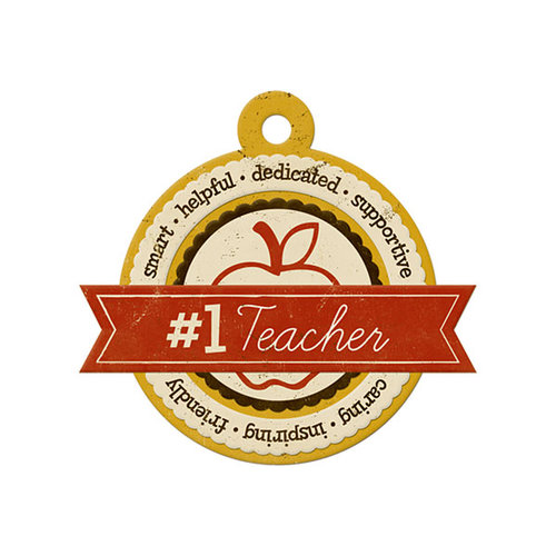 We R Memory Keepers - Hall Pass Collection - Embossed Tags - Number 1 Teacher