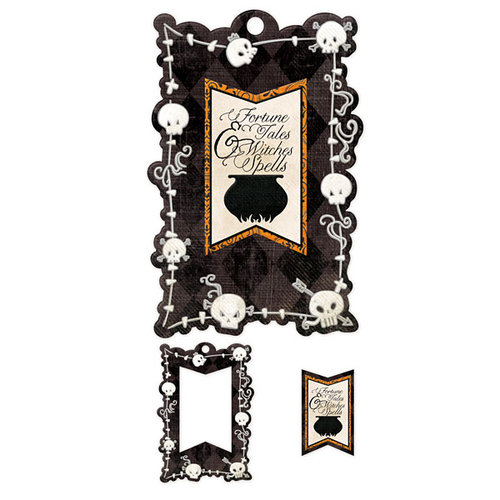 We R Memory Keepers - Black Widow Collection - Halloween - Embossed Tags - Mini Frames - Spells