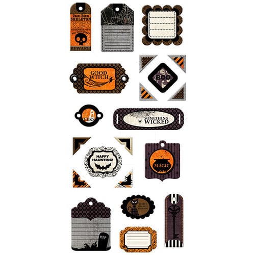 We R Memory Keepers - Black Widow Collection - Halloween - Self Adhesive Layered Chipboard - Tags