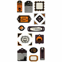We R Memory Keepers - Black Widow Collection - Halloween - Self Adhesive Layered Chipboard - Tags