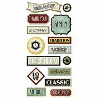 We R Memory Keepers - Antique Chic Collection - Self Adhesive Layered Chipboard - Words