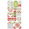 We R Memory Keepers - Yuletide Collection - Christmas - Self Adhesive Layered Chipboard with Foil Accents - Tags