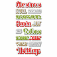 We R Memory Keepers - Yuletide Collection - Christmas - Self Adhesive Layered Chipboard with Foil Accents - Words