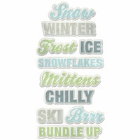 We R Memory Keepers - Winter Frost Collection - Self Adhesive Layered Chipboard - Words