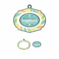 We R Memory Keepers - Feelin' Groovy Collection - Embossed Tags - Mini Frames - Happiness