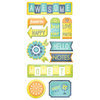 We R Memory Keepers - Feelin' Groovy Collection - Self Adhesive Layered Chipboard with Glitter Accents - Tags