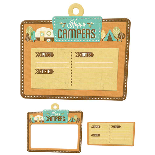 We R Memory Keepers - Happy Campers Collection - Embossed Tags - Mini Frames - Happy Campers