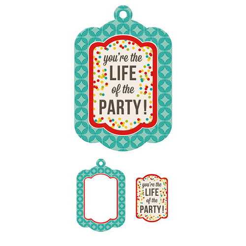 We R Memory Keepers - Hip Hip Hooray Collection - Embossed Tags - Mini Frames - Party