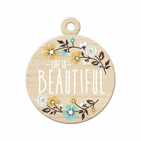 We R Memory Keepers - Indian Summer Collection - Wood Tag - Life is Beautiful