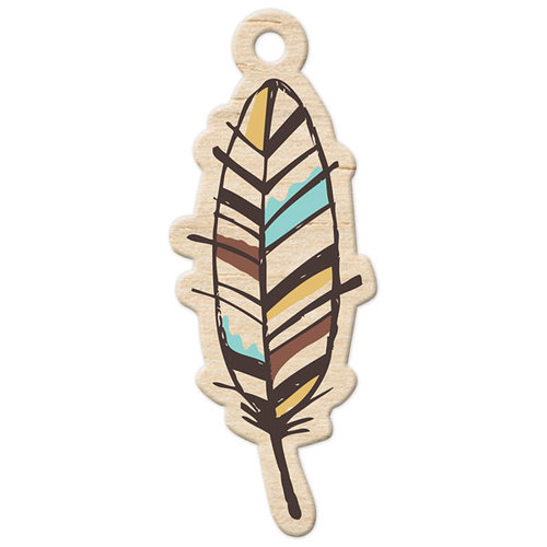 We R Memory Keepers - Indian Summer Collection - Wood Tag - Feather