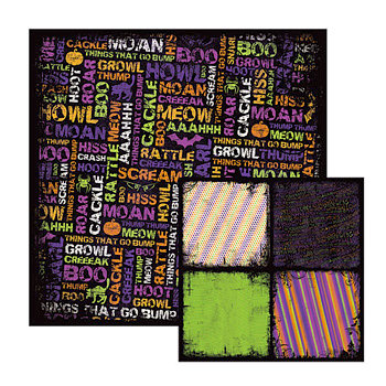 We R Memory Keepers - Black Out Halloween Collection - 12 x 12 Double Sided Paper - Dexter, CLEARANCE