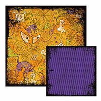 We R Memory Keepers - Black Out Halloween Collection - 12 x 12 Double Sided Paper - Fester, CLEARANCE