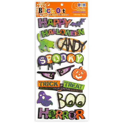 We R Memory Keepers - Black Out Halloween Collection - Self Adhesive Layered Chipboard Words, CLEARANCE
