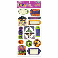 We R Memory Keepers - Black Out Halloween Collection - Self Adhesive Layered Chipboard Tags, CLEARANCE