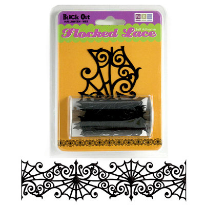 We R Memory Keepers - Black Out Halloween Collection - Self Adhesive Flocked Lace - Halloween Web