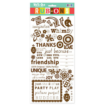 We R Memory Keepers - White Out Nonsense Collection - Rub Ons - Brown, CLEARANCE