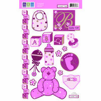 We R Memory Keepers - Embossible Designs - Embossed Cardstock Stickers - Teddy Bear Girl, CLEARANCE