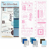 We R Memory Keepers - Adhesive Rub-On Kits - Foil Glitter Flock - Baby Boy, CLEARANCE