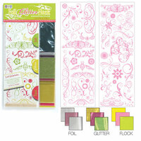 We R Memory Keepers - Adhesive Rub-On Kits - Foil Glitter Flock - Flowers and Swirls