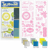 We R Memory Keepers - Adhesive Rub-On Kits - Foil Glitter Flock - Thank You, CLEARANCE