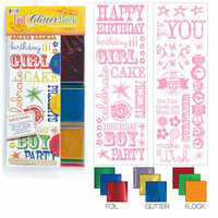 We R Memory Keepers - Adhesive Rub-On Kits - Foil Glitter Flock - Birthday, CLEARANCE