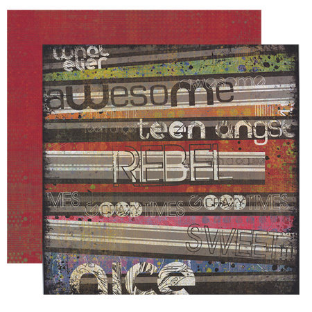 We R Memory Keepers - Teen Angst Collection - 12 x 12 Double Sided Paper - Rebel
