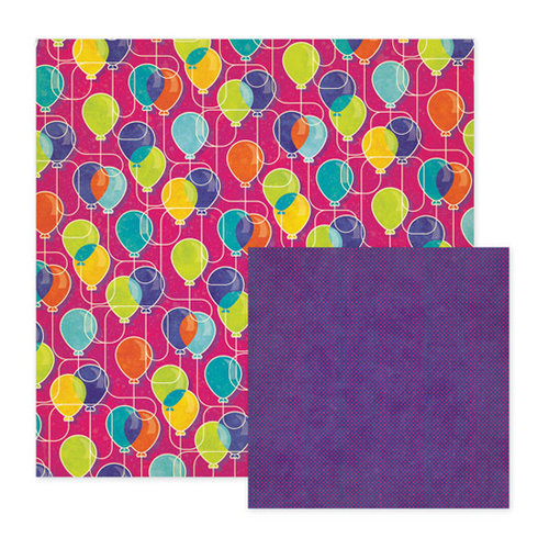 We R Memory Keepers - Funfetti Collection - 12 x 12 Double Sided Paper - Balloon, CLEARANCE
