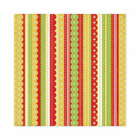 We R Memory Keepers - White Christmas Collection - 12 x 12 Flocked Paper - Christmas Ribbons