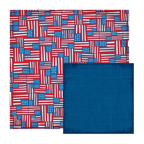 We R Memory Keepers - Yankee Doodles Collection - 12 x 12 Double Sided Paper - Flag Doodle