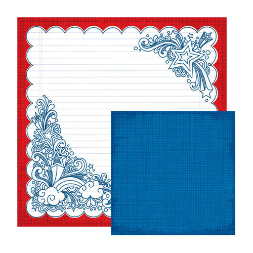 We R Memory Keepers - Yankee Doodles Collection - 12 x 12 Double Sided Paper - Corner Doodle
