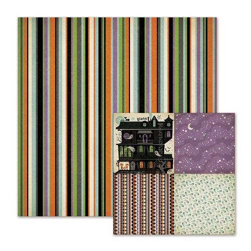 We R Memory Keepers - Spookville Collection - Halloween - 12 x 12 Double Sided Paper - Lanky Lines