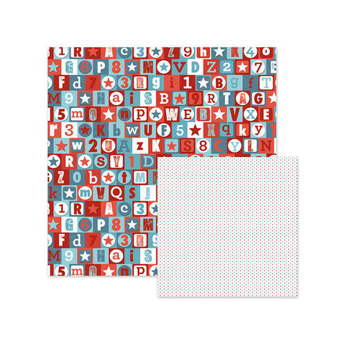 We R Memory Keepers - Red White and Blue Collection - 12 x 12 Double Sided Paper - Patriotic Alphabet