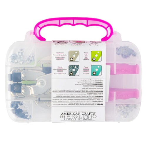 We R Memory Keepers Crop-A-Dile Eyelet Punch Kit Purple with Carry Case NEW  READ