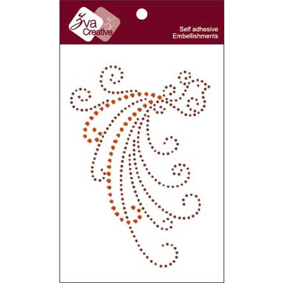 Zva Creative - Self-Adhesive Crystals - Fancy Bird - Orange and Chocolate