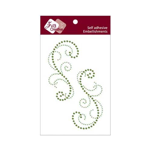 Zva Creative - Self-Adhesive Crystals - Symmetrical Flourishes 3 - Olive and Lime