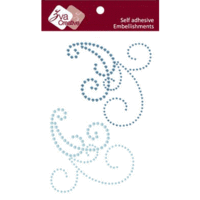 Zva Creative - Self Adhesive Crystals and Pearls - Symmetrical Flourishes 5 - Ice Blue Crystals and Soft Blue Pearls