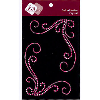 Zva Creative - Self-Adhesive Crystals - Grand Corner Flourish - Rosy Pink