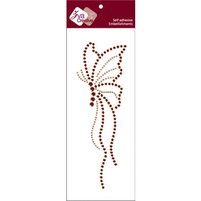 Zva Creative - Self Adhesive Crystals - Butterfly Flourish - Champagne and Chocolate