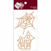Zva Creative - Self-Adhesive Crystals - Spider Web and Spooky House - Orange, CLEARANCE