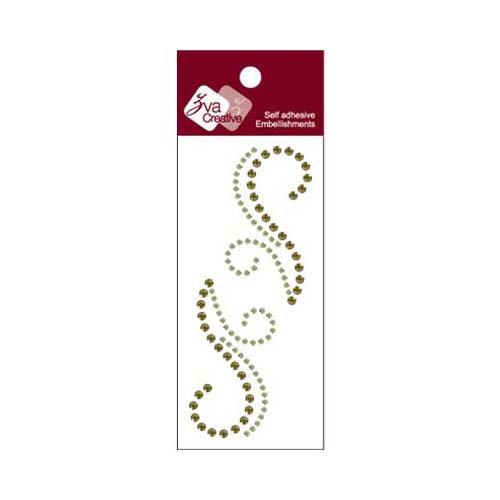 Zva Creative - Self-Adhesive Crystals - Small Symmetrical Flourishes 7 - Lime and Olive
