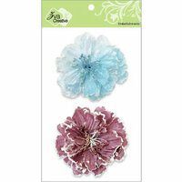 Zva Creative - Flower Embellishments - Bahama Botanicals - Soft Blue and Dusky Rose