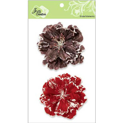 Zva Creative - Flower Embellishments - Bahama Botanicals - Chestnut and Scarlet