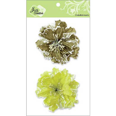 Zva Creative - Flower Embellishments - Bahama Botanicals - Olive and Kiwi