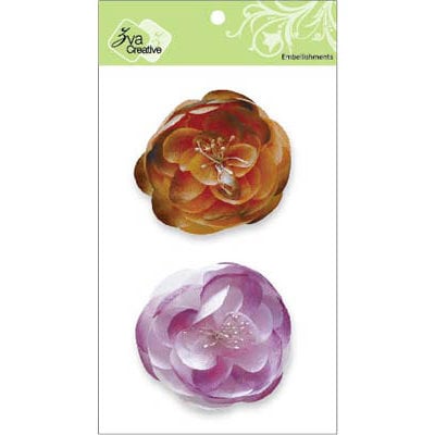 Zva Creative - Flower Embellishments - Bali Blooms - Orange and Purple