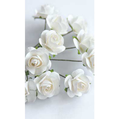 Zva Creative - 5/8 Inch Paper Roses - Bulk - White, CLEARANCE