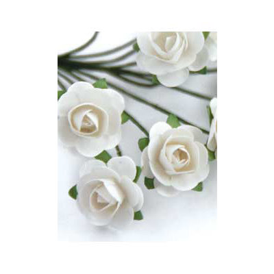 Zva Creative - 7/8 Inch Paper Roses - Bulk - White, CLEARANCE