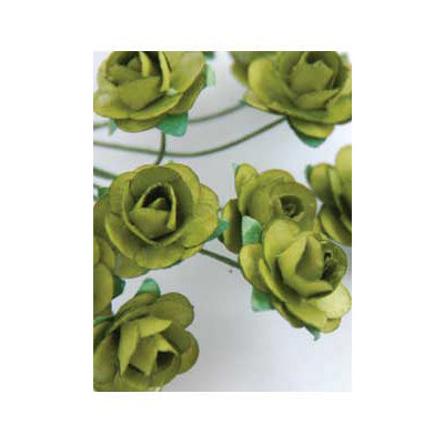 Zva Creative - 7/8 Inch Paper Roses - Bulk - Olive, CLEARANCE