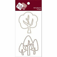 Zva Creative - Self-Adhesive Pearls - Little Trees - Taupe and Chocolate, CLEARANCE