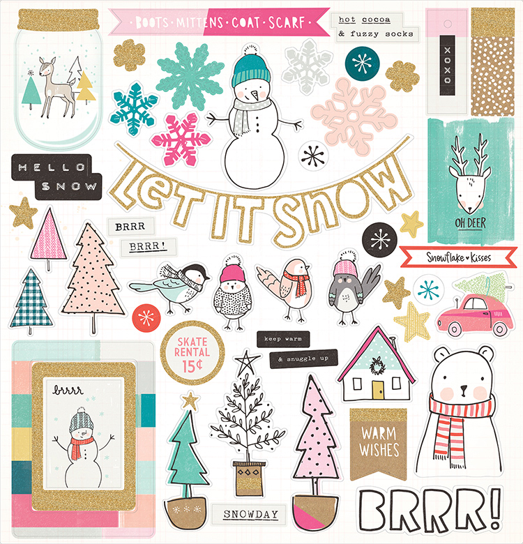 Crate Paper - Snow and Cocoa 12x12 Chipboard